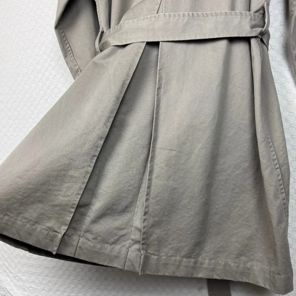 Traditional Wears Cotton Trench Coat Womens M L Khaki Belted Classic Understated